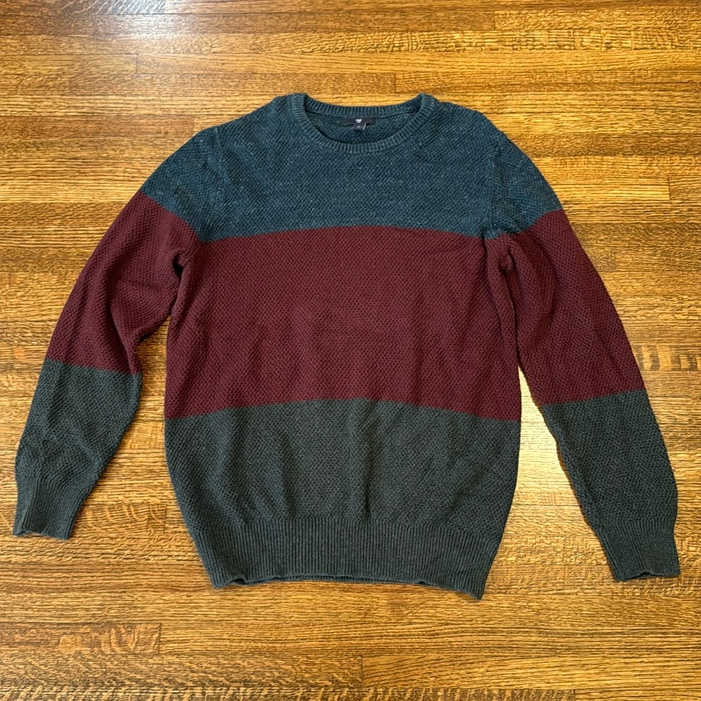 Gap Color Block Sweater Blue Burgundy Gray